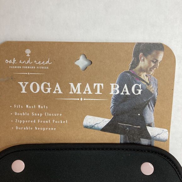 Oak Reed Yoga Mat Bag Black Neoprene Fits Most Mats Zippered Double Snap - Picture 3 of 6